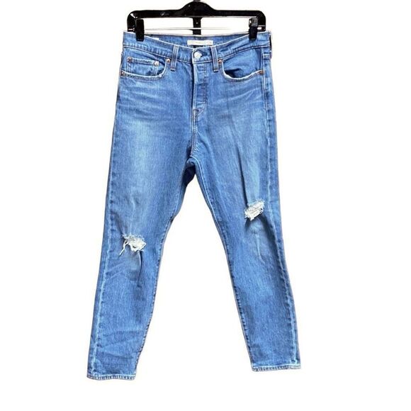 Levi Stratus & Co Blue Wedgie Button Fly Ankle Jean Size 28 - Picture 1 of 7
